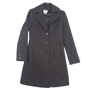 Worthington Black Wool Blend Peacoat Jacket XS Classic Button Front Outerwear